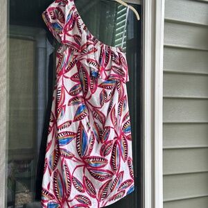 J. Crew Factory one shoulder linen blend dress
